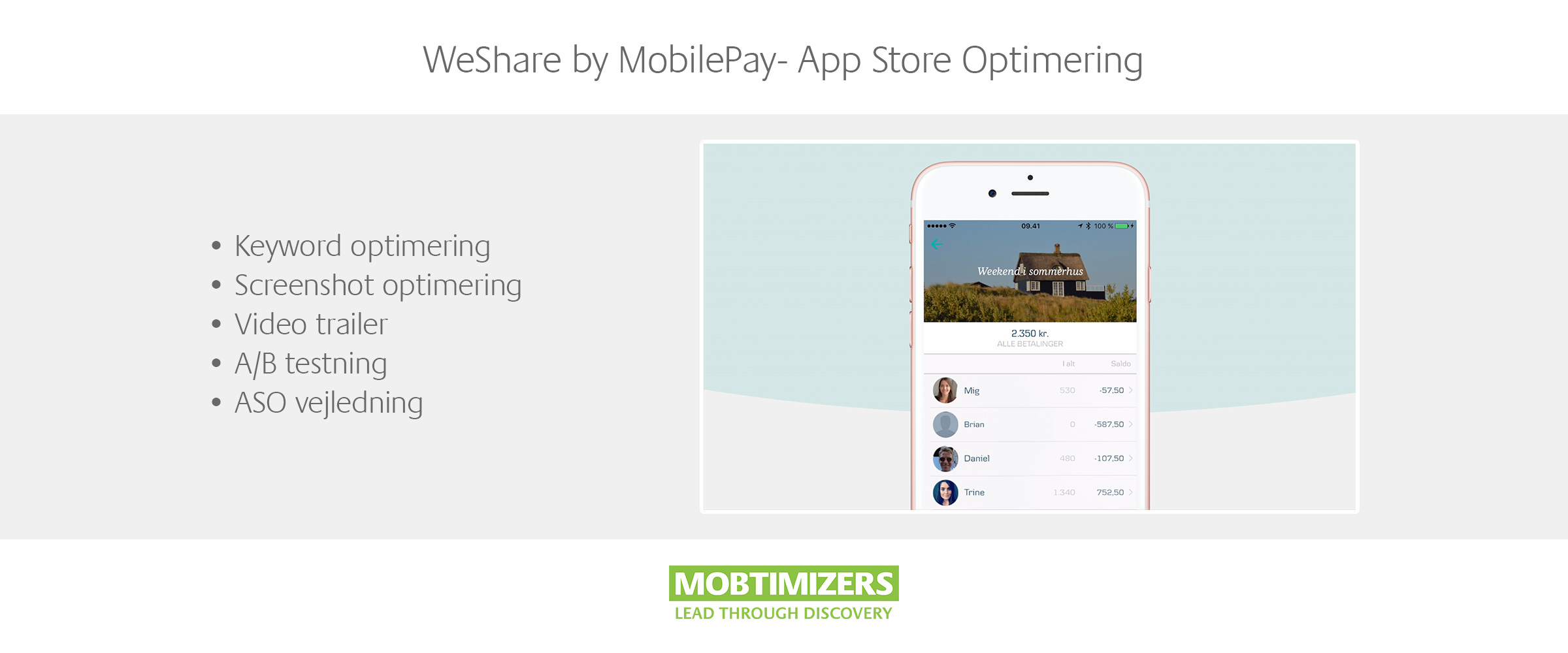 ASO Case: WeShare by MobilePay (Danske Bank) App Store Optimering (iOS, Android, App Store)